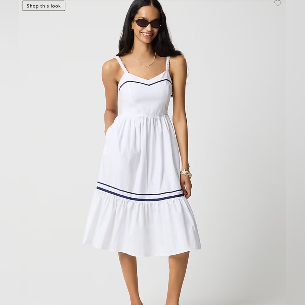 J. Crew White and Blue Sleeveless Sundress